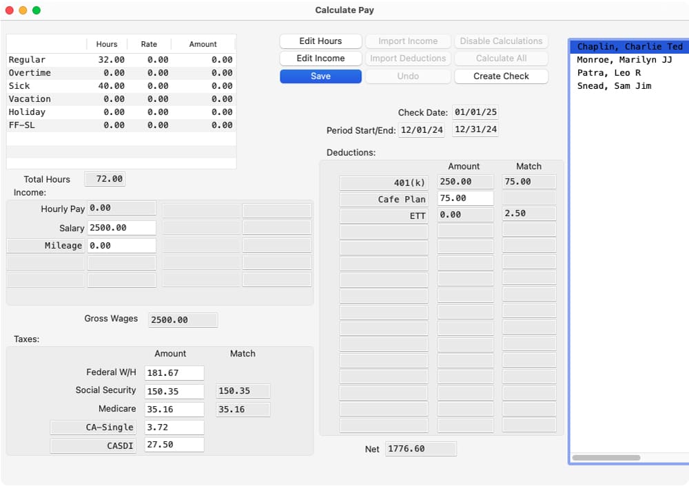 calculate pay in mac payroll